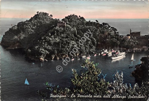 Cartolina Portofino Penisola vista da Hotel Splendido 1957 (Genova)