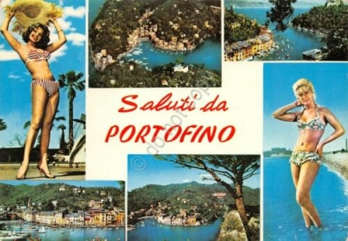 Cartolina Portofino vedute Pin Up 1980 (Genova)