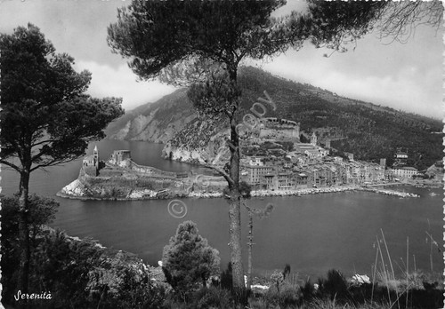 Cartolina Portovenere panorama 1951 Timbro Mostra marinara Genova