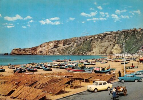 Cartolina Portugal Nazare Secagem do peise e barcos de pesca