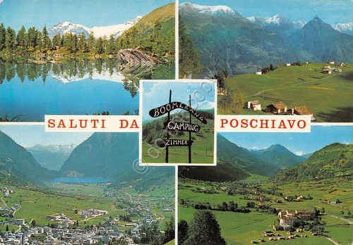 Cartolina Poschiavo 5 vedute Boomerang Camping 1987