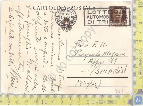Cartolina Postale - Cent. 30 - Timbro lotteria Tripoli