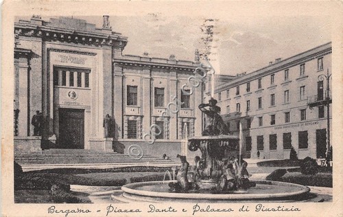Cartolina Postcard Bergamo Piazza Dante Palazzo di Giustizia 1941