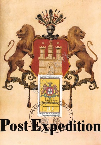 Cartolina Posthausschild Hamburg um 1865 timbro filatelico 1982