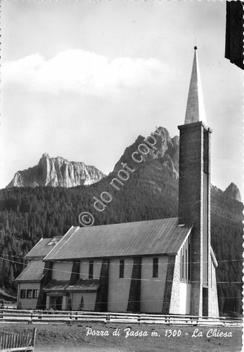 Cartolina Pozza di Fassa Chiesa 1960