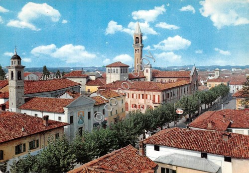 Cartolina Pozzolo Formigaro panorama insegna distributore Esso 1972