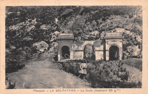 Cartolina Pozzuoli Solfatara le Stufe animata anni '30