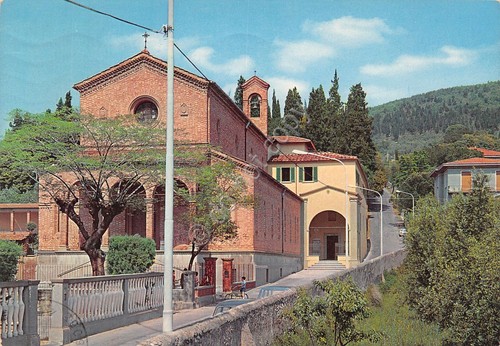 Cartolina Prato Chiesa dei Cappuccini animata 1984