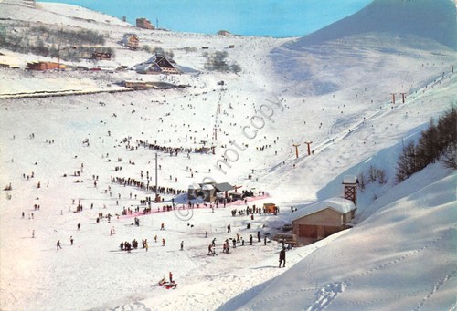 Cartolina Prato Nevoso panorama piste da sci skilift anni '70
