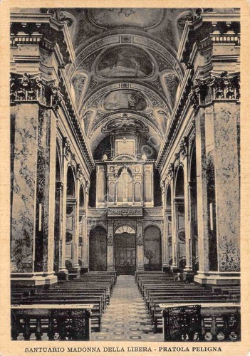 Cartolina Pratola Peligna Santuario Madonna della Libera interno Navata centrale