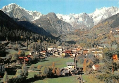 Cartolina Pre St Didier Panorama e catena Monte Bianco