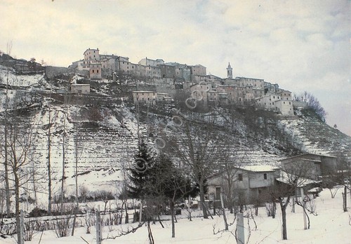 Cartolina Preci Perugia panorama invernale