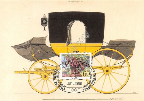 Cartolina Preussischer Schnellpostwagen Timbro filatelico 1988