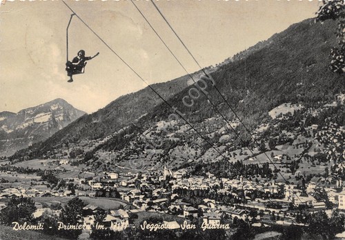 Cartolina Primiera Dolomiti Seggiovia San Guarna 1955 animata