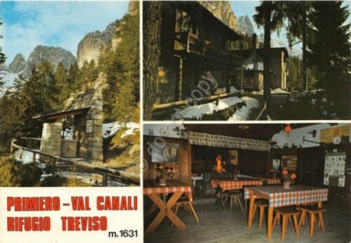 Cartolina Primiero Val canali Rifugio Treviso vedute (Trento)