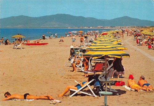 Cartolina Principina a mare 1986 spiaggia animata