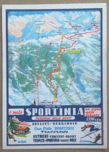 Cartolina pubblicitaria Sportinia Sauze d'Oulx - Sestriere - Torino - …