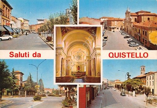 Cartolina Quistello vedute varie del paese (Mantova)