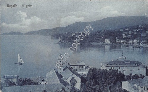 Cartolina Rapallo Golfo panorama dall'alto