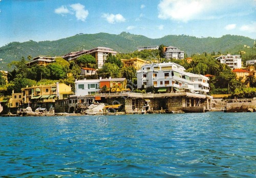 Cartolina Rapallo panorama case dal mare 1977 segnata (Genova)
