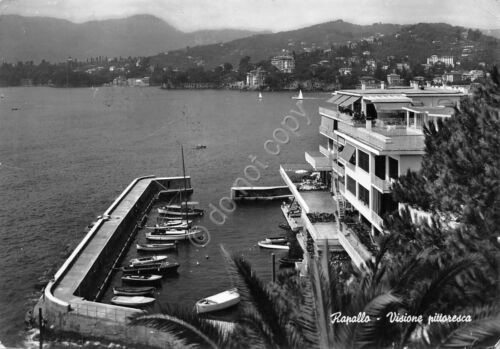 Cartolina Rapallo panorama condominio e porticciolo 1968