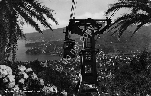 Cartolina Rapallo Panorama e Funivia 1950 Fotocelere