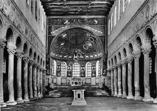 Cartolina Ravenna Basilica S. Apollinare in Classe Interno 1954