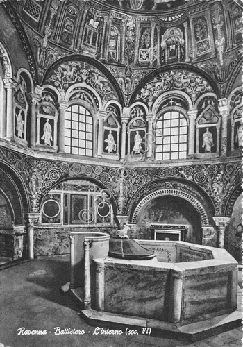 Cartolina Ravenna Battistero Interno1952