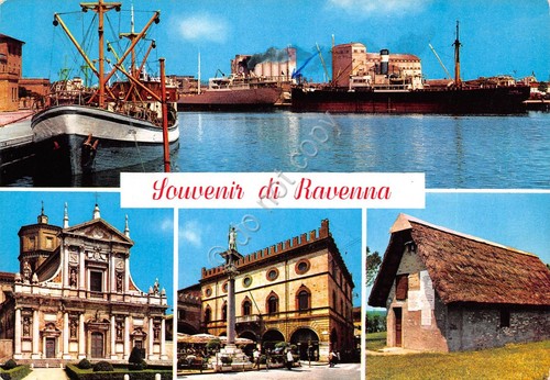 Cartolina Ravenna vedute barca 1964