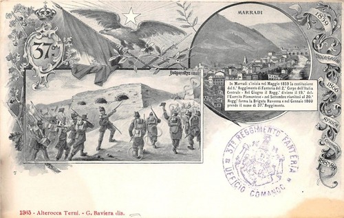 Cartolina Reggimentale - Militari - 37° Reggimento Fanteria - Alterocca