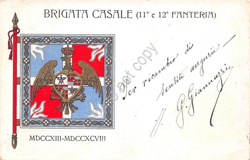 Cartolina Reggimentale 11° e 12° Reggimento Fanteria Casale - VG
