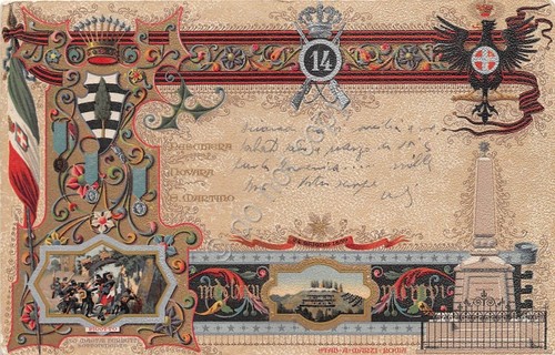 Cartolina Reggimentale 14° Reggimento Fanteria Brigata Pinerolo - 1908