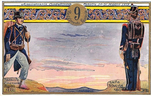 Cartolina Reggimentale 9° Reggimento Fanteria Brigata Regina