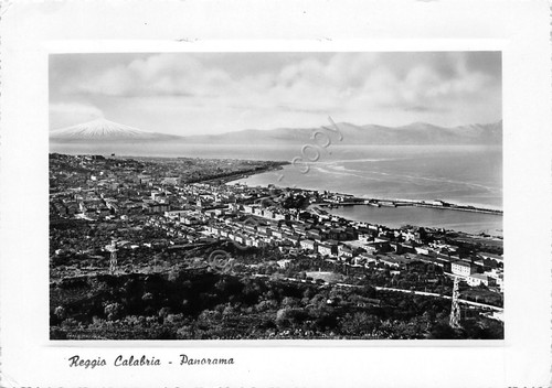 Cartolina Reggio Calabria panorama dall'alto 1952