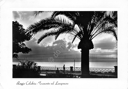 Cartolina Reggio Calabria tramonto sul lungomare 1952