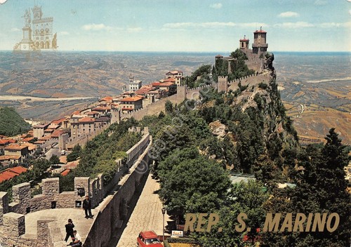 Cartolina Repubblica di San Marino francobolli al retro