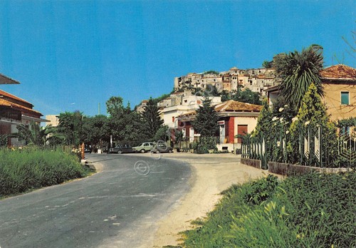 Cartolina Riardo Corso Cavour case strada anni '80