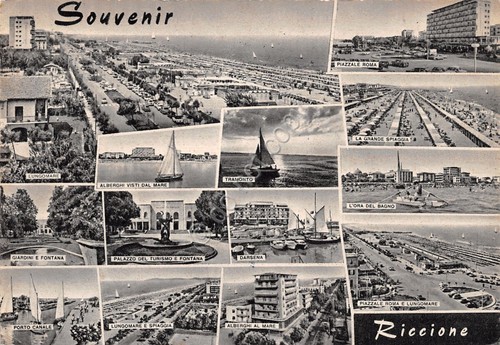 Cartolina Riccione piccole vedute BN
