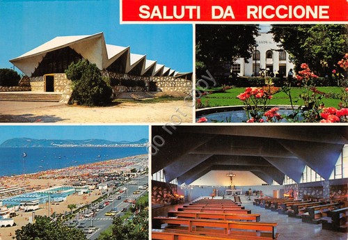 Cartolina Riccione vedute Chiesa Nuova San Martino (Rimini)