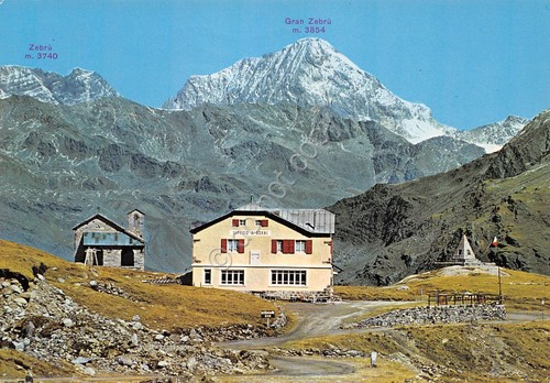 Cartolina Rifugio Berni Passo Gavia chiesa e monumento Alpini Timbro …