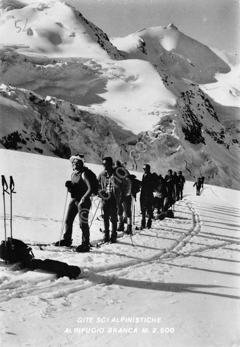 Cartolina Rifugio Branca sciatori sci 1974