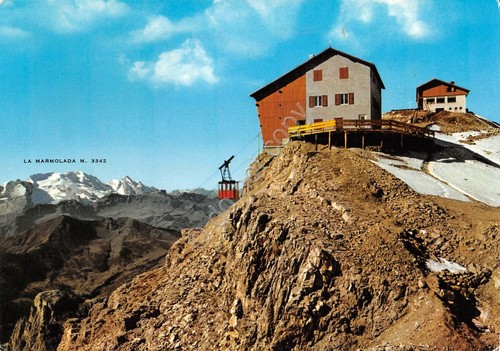 Cartolina Rifugio su Piccolo Lagazuoi Funivia Passo Falzarego 1974