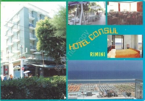 Cartolina Rimini Hotel Consul vedute