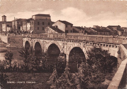 Cartolina Rimini Ponte Tiberio 1952