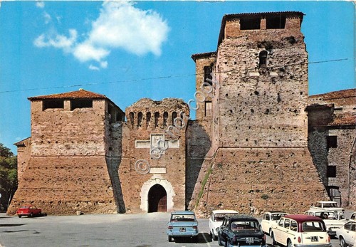 Cartolina Rimini Rocca Malatestiana auto d'epoca 1971
