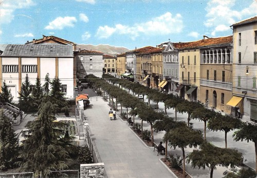 Cartolina Riolo Terme Corso Matteotti 1963