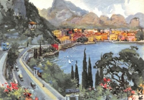 Cartolina Riva del Garda N.2 veduta panoramica Illustrata Raimondi