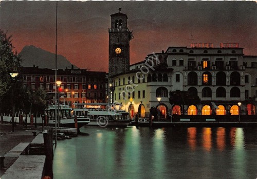 Cartolina Riva Lago di Garda Notturno Hotel Sole