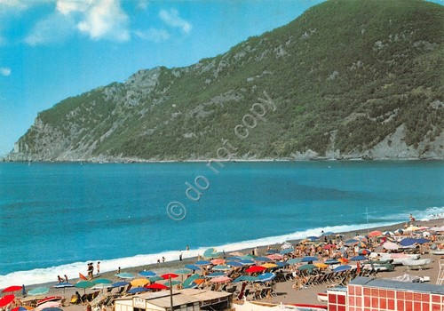 Cartolina Riva Trigoso spiaggia stabilimento bar 1977