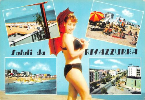 Cartolina Rivazzurra Vedutine Pin up 1964 (Rimini)